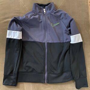 Nike Kids' Black and Blue Jacket with Green Logo